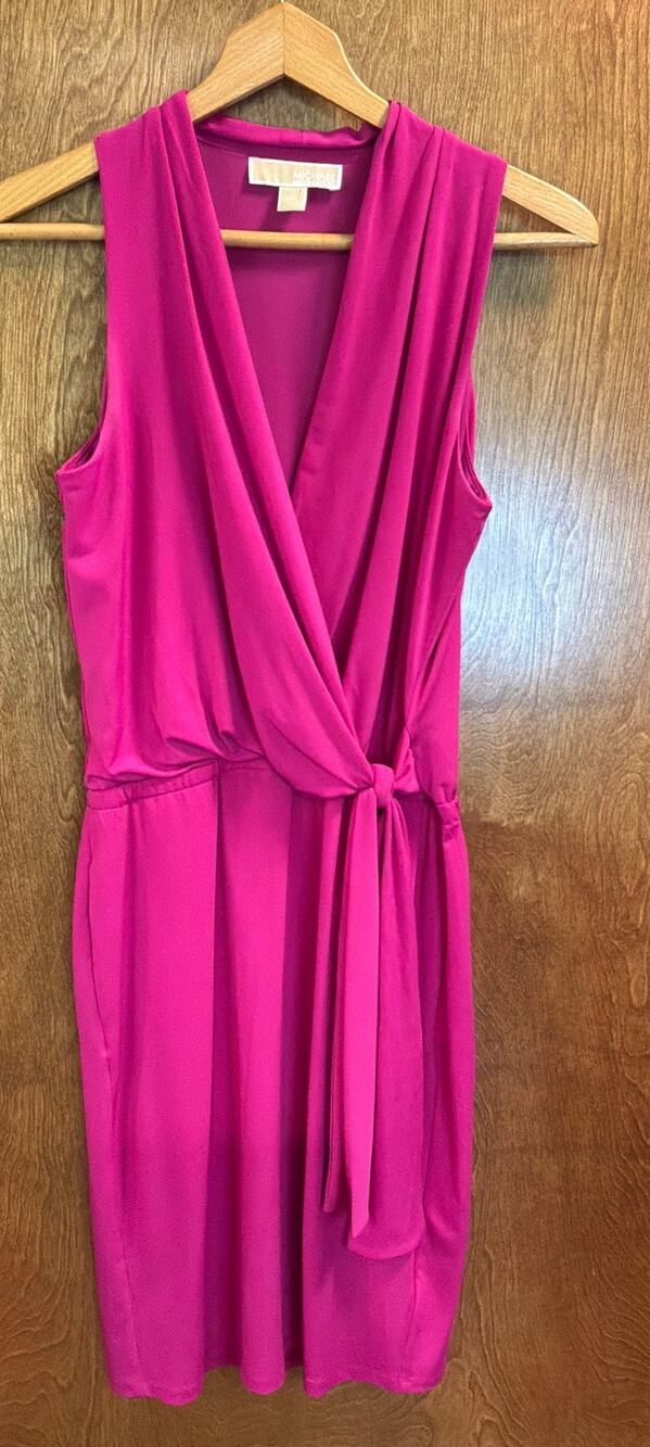 Michael Kors Sleeveless Fuschia Faux Wrap Dress sz XS
